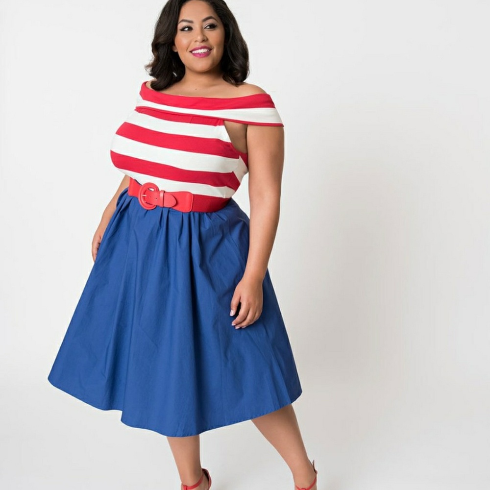 Unique Vintage Red White and Blue Pinup Dress